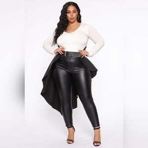 Fashion Nova Faux Leather High Low Belt Skirt, plus size 3X